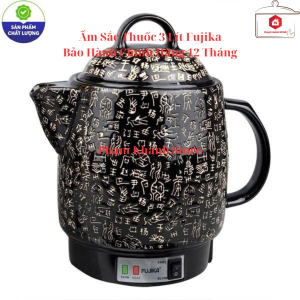 Ấm Sắc Thuốc Điện Fujika Chất Liệu Gốm Sứ Bát Tràng Chịu Nhiệt Cao Cấp Dung Tích 3 Lít