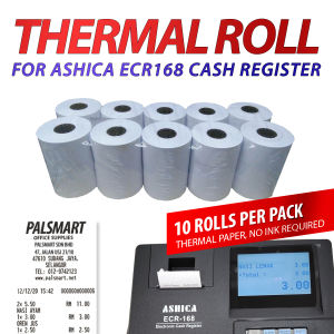 Ashica ECR168 Thermal Roll Receipt Paper ( 10 Rolls ) Kertas Resit Mesin Cashier Carbon