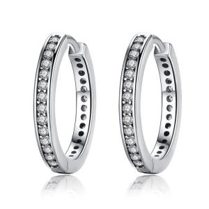 BAMOER Free Shpping New Trendy 925 Sterling Silver Anting-anting Cubic Zirconia Simple Item Female Hoop Earrings Jewelry for Women PAS456