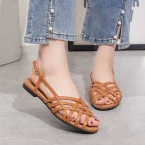 50an STORE - SANDRINNA SENDAL FASHION WANITA MOTIF ANYAM SILANG TERBARU