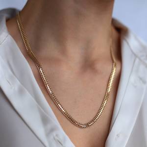Gold Necklace for Women and Men SEDUSA NECKLACE 18k Saudi Gold Non Tarnished Hypo Allergenic Size 18 - 20 Inch