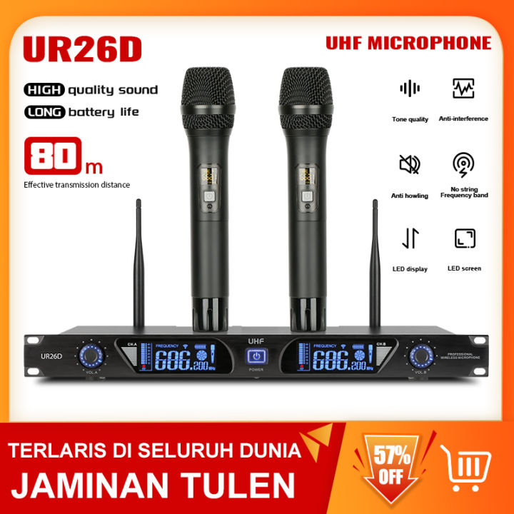 UR26D wireless microphone 1 to 2 UHF FM receiving distance 80M