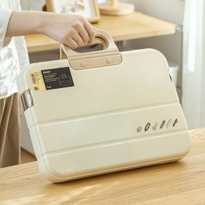 SWEET with Handle Documents Case Portable Plastic Handheld File Bag Compact Large Capacity Document Storage Boxes Back To School