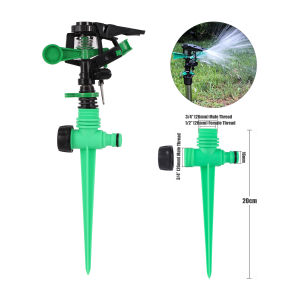 Garden Rotating Sprinkler 360 Degree Rotating Rocker Sprinkler with 1/2 3/4" Express Hose Fitting Fitting Irrigation Sprinkler