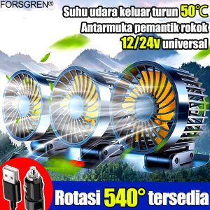 dingin seperti musim dingin Forsgren Kipas Angin Mobil 12V/24V 360 derajat tiga kepala dapat disesuaikan suplai udara sirkulasi diam opsional untuk semua model(Portable car fan Kipas Mobil Kipas Mobil Double Fan Kipas angin usb Kipas angin mini)