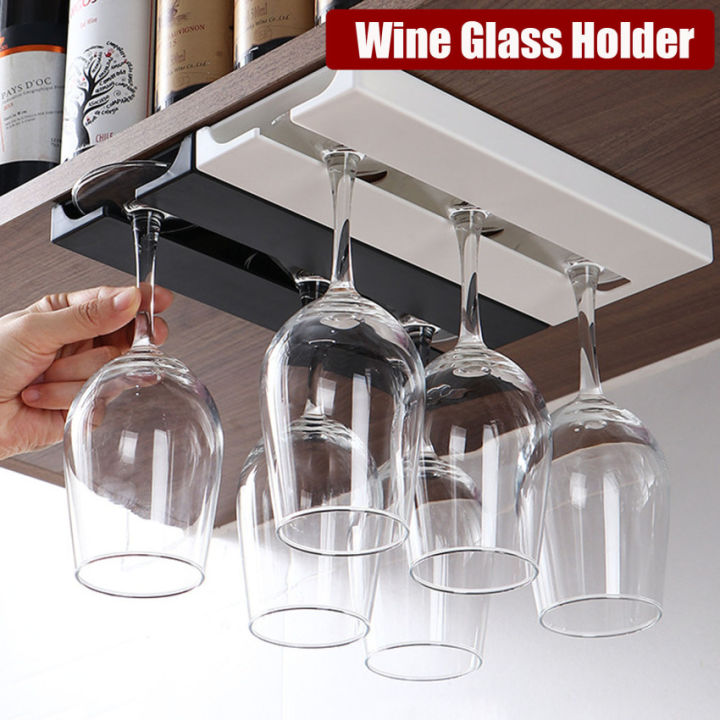 Wall Mounted Multi function Wine Glass Holder Rack Kitchen Cupboard Bar Organizer Wine Glass Rack 2 1pcs Lazada PH