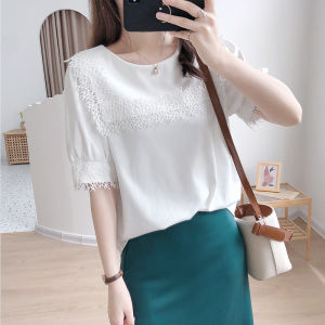 LH.Bigsize ห้ามพลาดเลยนะคะ เสื้อยืดลายฉลุ แขนตุ๊กตาแต่งลายฉลุ สีพื้นเรียบง่าย แมทซ์กับอะไรก็สวยหรู อดใจไหวหรอไม่มาตำอะ