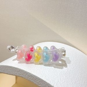 MOLISAN สีสันสดใส คลิปหนีบผม ฝ้าฝ้ากระ อะคริลิค ที่มัดผมหางม้า แฟชั่นสำหรับผู้หญิง รักหัวใจ คลิปหนีบเล็บ สำหรับผู้หญิง