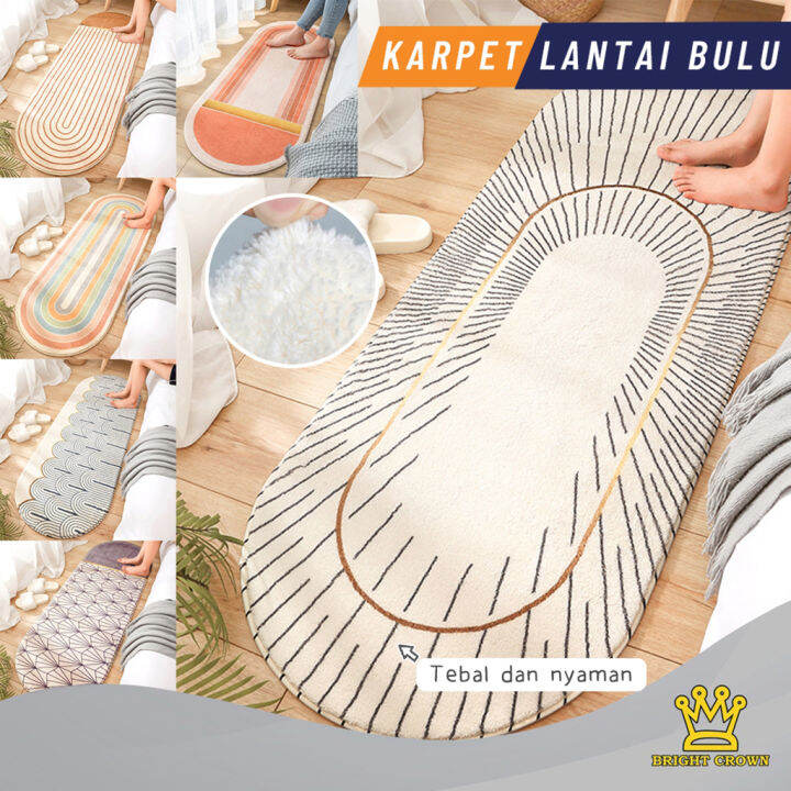 Bright Crown Karpet Lantai Bulu Bedroom Mat Karpet Keset Panjang Lembut Alas Kaki Anti Slip