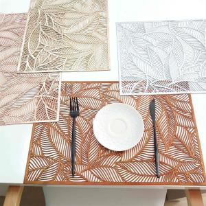 Metallic Hollow Out Placemats Laminated Plastic Morden Dining Table Decoration Hotel Restaurant Non Slip Dining Table Mats Coaster