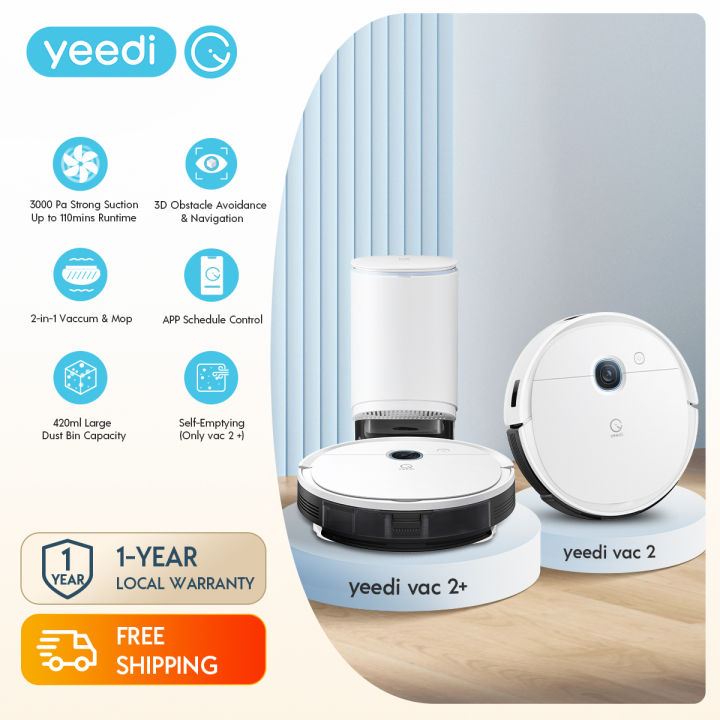 Yeedi Vac 2 Robot Vacuum & Mop Combo w 3D Obstacle Avoidance, 2600mAh, 3000Pa Suction, Smart Visual Mapping, works with self empty dustbin