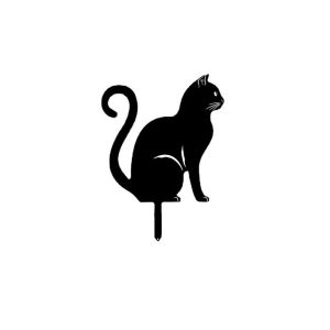 MIKE DUNBAR Black Cat Garden Stakes Iron Art Durable Cat Metal Statues Cute Anti-rust Garden Cat Ornaments Lawn Decor