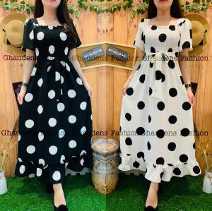 MIDI DRESS POLKA BNW KOREA 1228 DRESS WANITA TERBARU