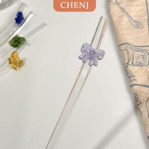 [COD] CHENJ หลอดแก้ว8มม. 1ชิ้นหลอดดูดน้ำแบบนำกลับมาใช้ใหม่ได้ลายผีเสื้อน่ารักทนความร้อนสำหรับงานเทศกาลปาร์ตี้งานแต่งงานค็อกเทลบาร์ชายหาด