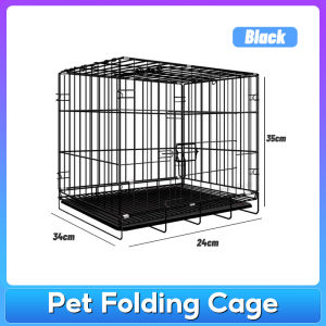 【In Stock】Pet Cage Dog Cage With Poop Tray Stainless Steel Thickening Heavy Duty Pet Collapsible Cage Cat Cages(S/M/L Size)
