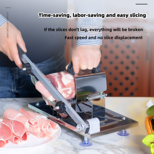Stainless Steel Meat Slicer Adjustable Thickness - Manual Commercial Cutter For Bacon Beef Mutton Heavy Duty & Easy Clean For Kitchen & Food Prep