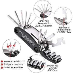 JE.ID Alat Kunci Multi Toolkit Sepeda 16 In 1 Kunci Lipat Sepeda Kunci Frame Sepedah Lipat Kunci Lipat Multiifungsi  Mini Bicycle Tool Set Kunci Shock Lipat Untuk Sepeda