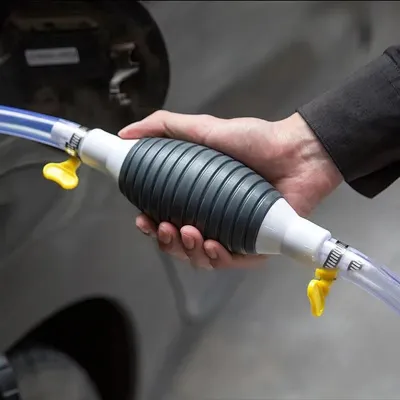 Universal Car Manual Fuel Pump Siphon Hand Fluid Pump Portable Manual Car Fuel Transfer Pump Car Emergency Oil Pumping Tool with Clamp Gas Petrol Diesel Oil Sucker Hand Pump