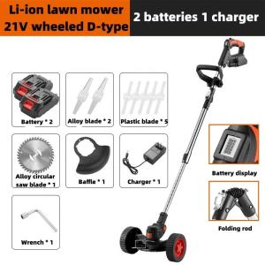 NEOBRISKEN power lawn mower with foldable telescopic rod Lithium electric cordless lawn mower with optional auxiliary wheels