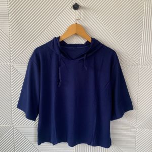 Atasan Polos Hoodie Oversize Wanita/Kaos Kupluk Lengan 3/4/Pakaian Wanita Jumbo Terbaru Kekinian