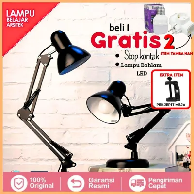 BELI 1 GRATIS 2 BNUS) Lampu Meja Belajar Arsitek Lampu Kerja Arsitek dan Ada Jepit nya (Cod) + GRATIS 1 STOP KONTAK T ARDE + LAMPU LED