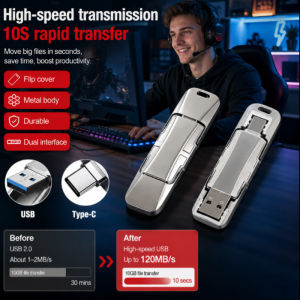 Metal USB Flash Drive Mini High-Speed Large Capacity Dual Use for Phone and Computer