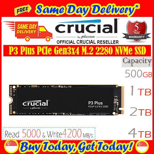 Crucial P3 Plus 2TB PCIe 4.0 3D NAND NVMe M.2 SSD, up to 5000MB/s -  CT2000P3PSSD8 