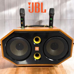 LOA KARAOKE XÁCH TAY BASS 20CM THÙNG GỖ BỌC DA KẾT NỐI BLUETOOTH TẶNG KÈM 2 MICRO CAO CẤP