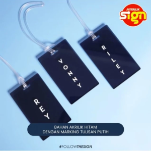 Artkrilik - Bag Tag Akrilik Hitam 9 x 55 cm | Brisbane | Luggage Tag | Custom Nama - Aesthetic