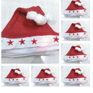 Topi Santa Clause LED BIntang 50 Pcs / Topi Natal / Topi Merry Christmas / Topi Santa Dewasa / Topi Santa Anak / Topi Lampu Santa / Topi Santa Lampu LED Bintang / Topi Natal Merry Christmas /Topi Natal Polos /Topi Natal Untuk Anak Anak / Topi Natal Dewasa