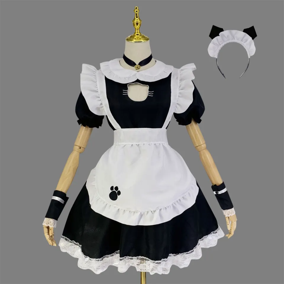 Sexy Black Cat Girl Women Fantasy French Maid Outfit Men Gothic Sweet  Lolita Dress Anime Cosplay Costume Plus Size XXXL XXXXL | Lazada.co.th