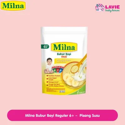 Milna Bubur Bayi Reguler 6+ – MPASI Instan Bayi | Bergizi & Praktis | Mudah Disajikan - Lavie Baby House