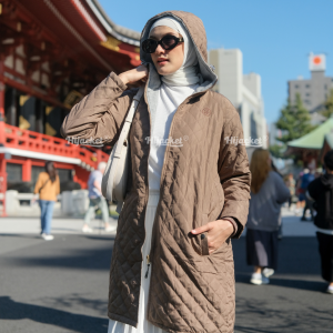 Hijacket Genova Jaket 2 in 1 - Jaket Bolak Balik bikin Hangat dan Nyaman | Jaket Muslimah Syari Kekinian Mantel Umroh dan Haji | Panjang | Jaket Anti Air dan Angin Kombinasi Casual Sweater Blazer