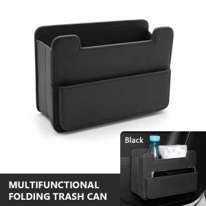 SEAMETAL Car Interior Storage Organizer Foldable Leather Trash Bin Seatback Hanging Multi Pocket Car Door Storage Box Accessories