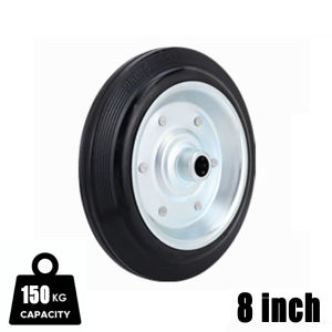 2PCS Black Single Rubber Caster Wheel 3 Inch - 10 Inch Heavy Duty Caster Bearing Wheels Pushcart Solid Rubber Wheel