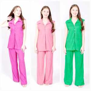 cherry Casual Plain Color Vest Top and Highwaist Pants Set Terno Co Ordinates  - fits XS to large - napaka gandang quality - pang alis - good quality - super kapal ng tela - trending  - 100 percent cotton - mall quality - Top pick  - madaling maubos - tre