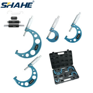 SHAHE 4pcs Outside Micrometer Set 0-4" 0-100mm Micrometer Scale Gauge Thickness Tool