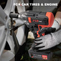 JLD 350N.M Impact Wrench 48Vf bor cas 2 baterai promo Brushless impact jld tool 48v original impact baterai pembuka baut mobil mesin bor baterai cordless impact driver set with koper kayu/tembok/CVT. 