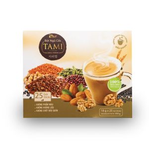 Bột ngũ cốc Tami không đường nảy mầm thuần chay 450g 25 gói- TÂM MINH FOODS