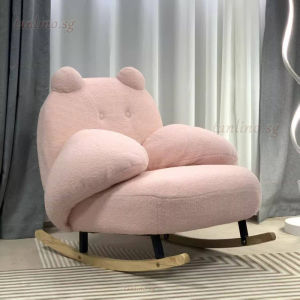 Adjustable And Washable Big White Bear Rocking Chair Living Room Recliner Light Luxury Rocking Chair Balcony Home Solid Wood Leisure Chair