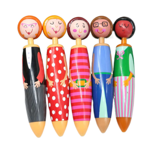 5 Pcs Creative Doll Retractable Ballpoint Pen Smooth Writing Pen Blue Ink Press Pen School Office Supplies for Student