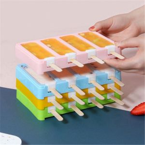 QUA Homemade with 50 Wooden Sticks Kitchen Gadgets with Lids Ice Pop Maker Ice Cream Mold Ice Lolly Mould Popsicle Molds