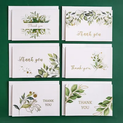 6 Pcs Simple Bronzing THANK YOU Greeting Card with Envelope DIY Party Invitation Card