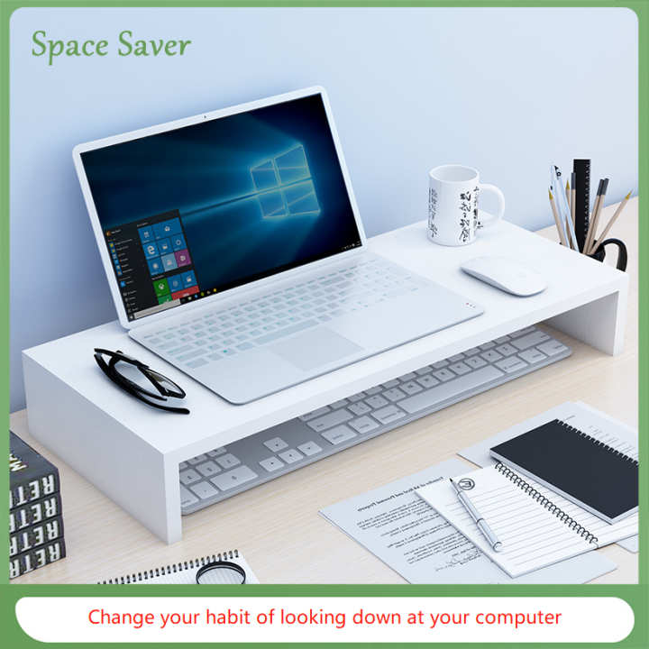 Home Computer Monitor Stand Wooden Laptop Stand Desktop Rack Riser 1/2 ...