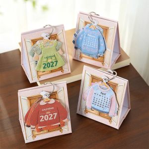 UNMEGONI Mini 2027 Desk Calendar Monthly Four Seasons Wardrobe Table Calendar Gifts Standing Flip Calendar Home Office
