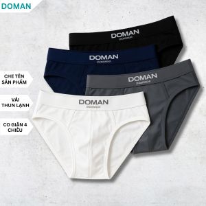 Combo 4 quần lót nam tam giác DOMAN họa tiết đơn giản trẻ trung chất vải thun lạnh co giãn tốt
