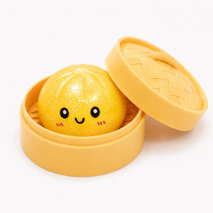 Dumpling Stress Ball With Steamer Colorful Squishy Bun Sensory Toy for Anxiety Relief Squeeze Dough Ball for Adults&Kids