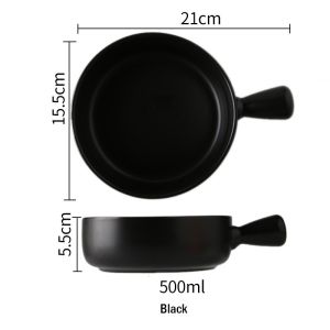 Ceramic Pot - Bowl with Handle for Oven Roasting Baking Small Casserole Bakeware