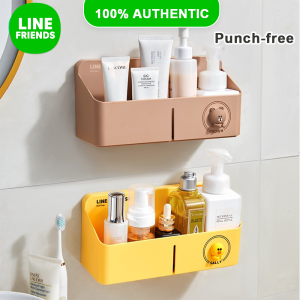 100% Authentic Line Friends Bathroom Shelves Rack Punch-free Hanging Basket Bathroom Wall-mounted Plastic Hanging Storage Basket LFB156