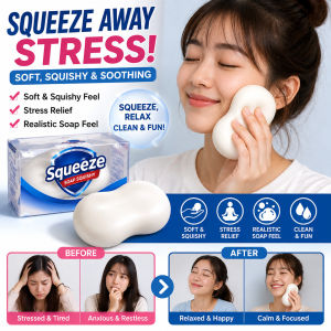 Squeeze Stress Relief Soap Simulation Toy Soft Rubber Squishy Toy for Adults Children Novelty Decompression Gift Home Office Desk Fidget Toy